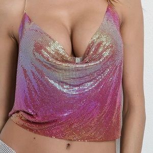 Metallic unicorn iridescent hologram crop top rave